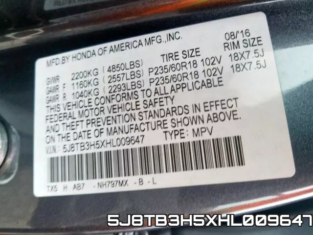 5J8TB3H5XHL009647 фото 2