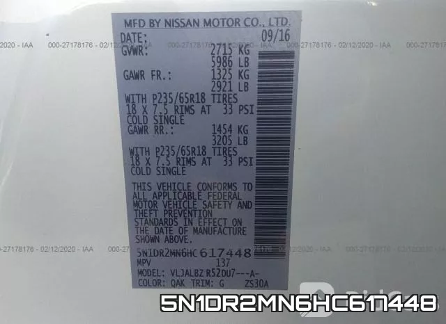 5N1DR2MN6HC617448 фото 10