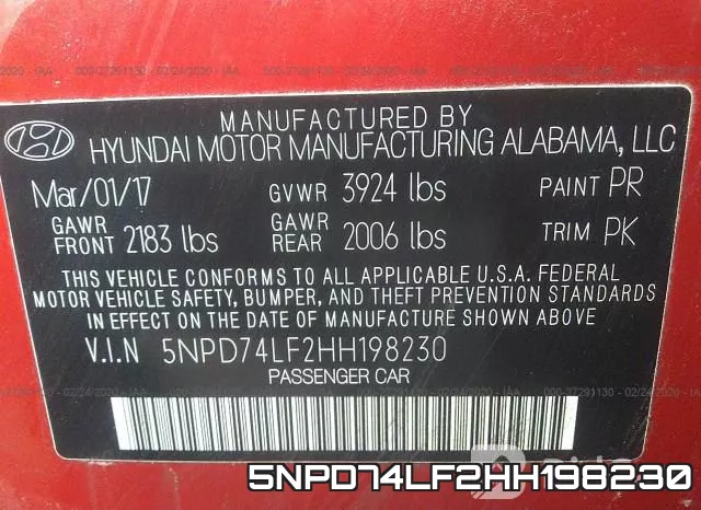 5NPD74LF2HH198230 фото 10