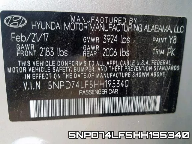 5NPD74LF5HH195340 фото 2