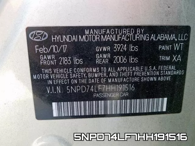 5NPD74LF7HH191516 фото 2