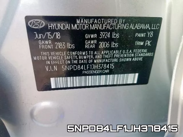5NPD84LF1JH378415 фото 2