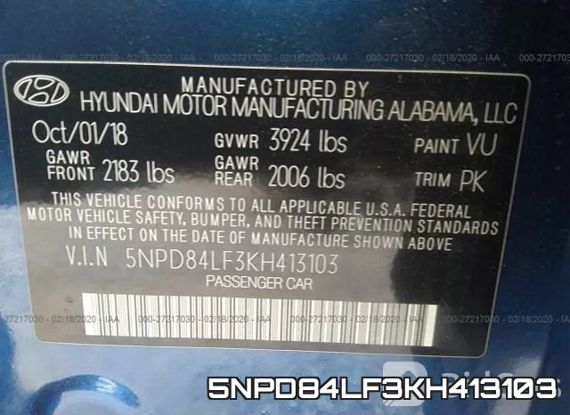 5NPD84LF3KH413103 фото 10