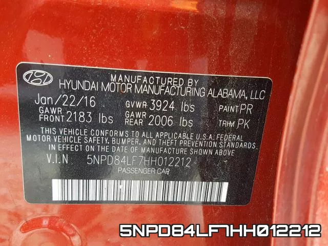 5NPD84LF7HH012212 фото 2
