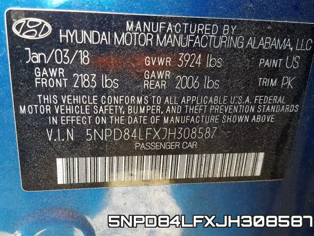5NPD84LFXJH308587 фото 2