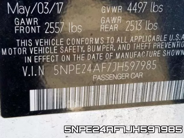 5NPE24AF7JH597985 фото 2