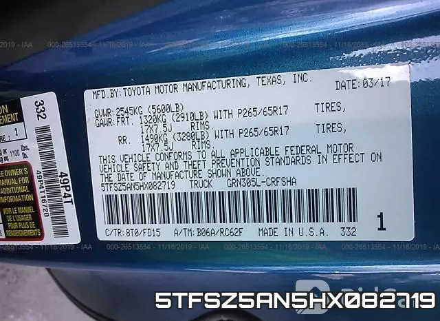 5TFSZ5AN5HX082719 фото 10