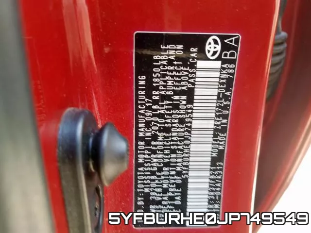 5YFBURHE0JP749549 фото 2