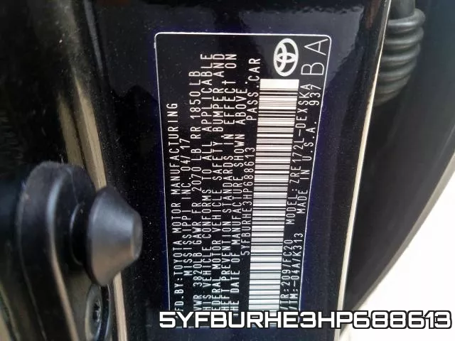 5YFBURHE3HP688613 фото 2