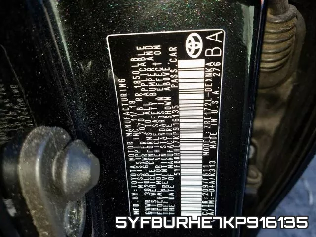 5YFBURHE7KP916135 фото 2