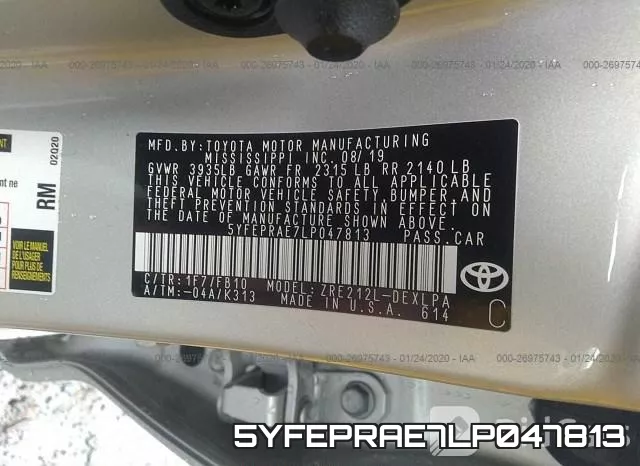 5YFEPRAE7LP047813 фото 10
