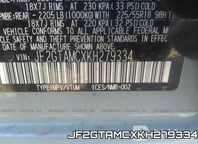 JF2GTAMCXKH279334 фото 10
