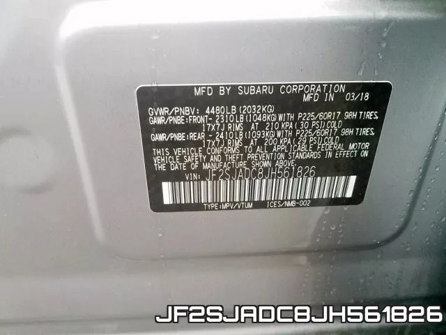 JF2SJADC8JH561826 фото 2