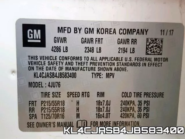 KL4CJASB4JB583400 фото 2