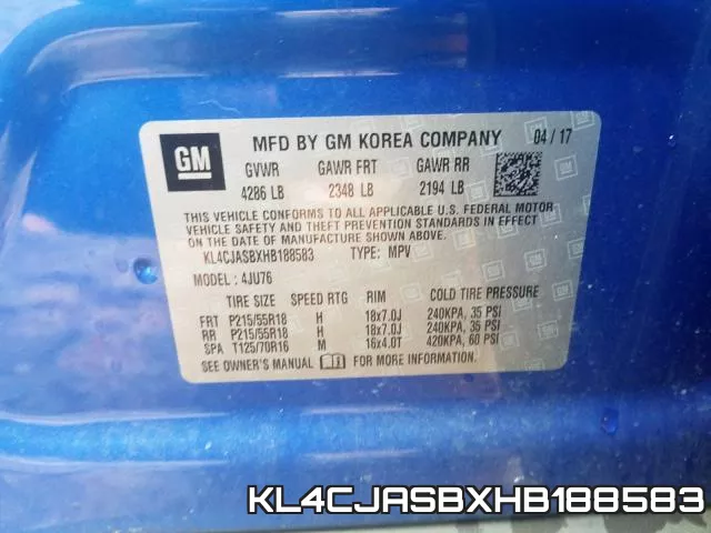 KL4CJASBXHB188583 фото 2