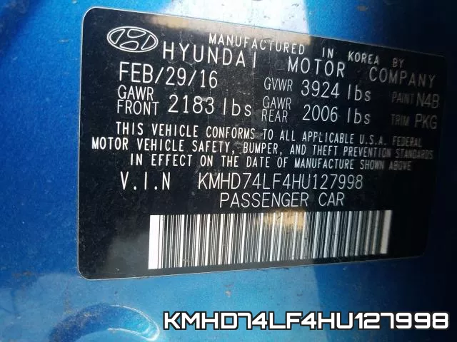 KMHD74LF4HU127998 фото 2