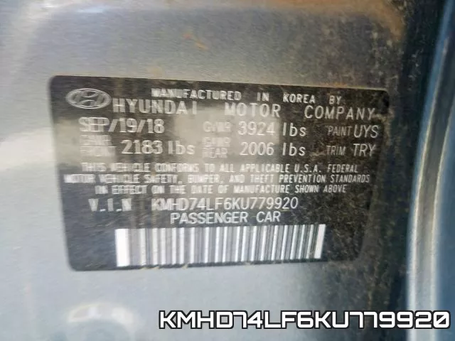KMHD74LF6KU779920 фото 2