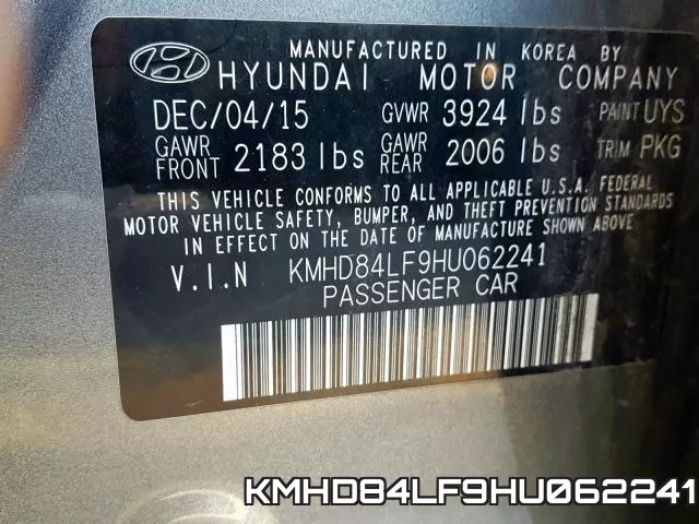 KMHD84LF9HU062241 фото 2