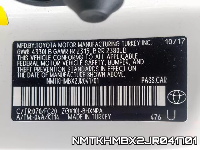 NMTKHMBX2JR041701 фото 2