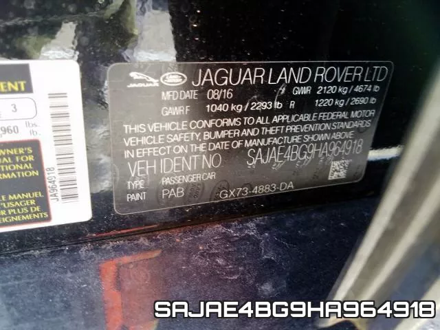 SAJAE4BG9HA964918 фото 2
