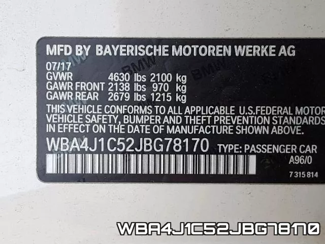 WBA4J1C52JBG78170 фото 2