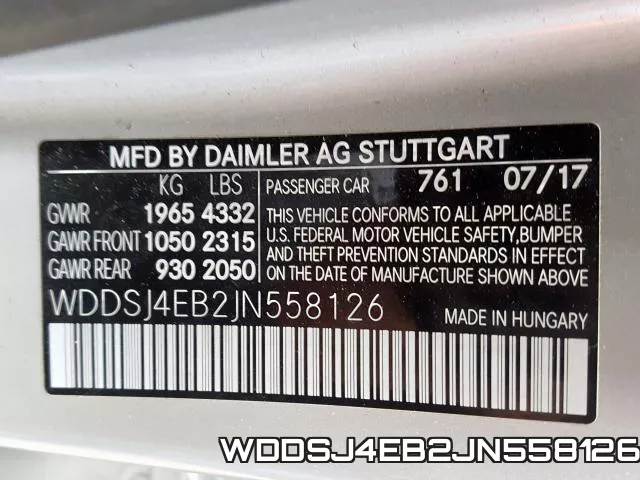 WDDSJ4EB2JN558126 фото 2