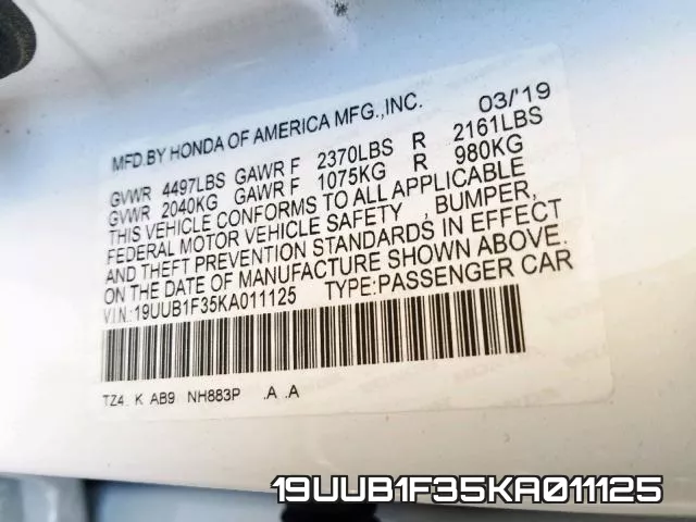 19UUB1F35KA011125 фото 2
