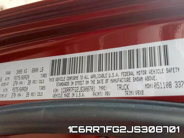 1C6RR7FG2JS308701 фото 2