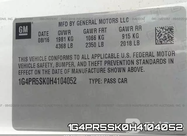 1G4PR5SK0H4104052 фото 10
