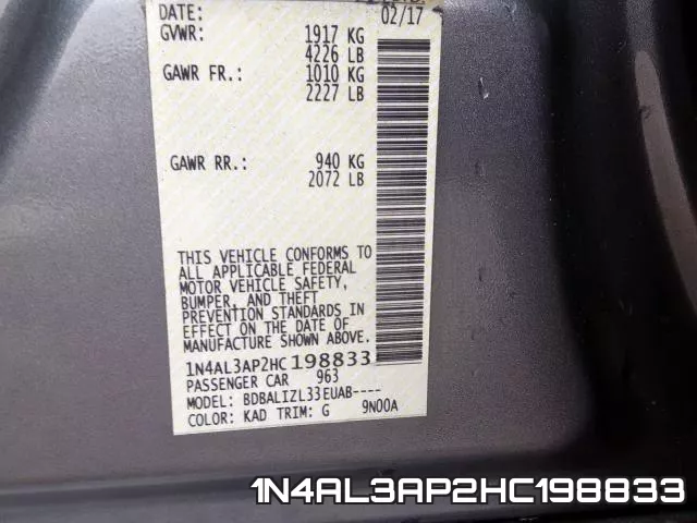 1N4AL3AP2HC198833 фото 2
