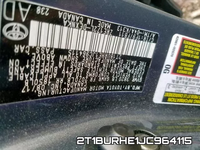2T1BURHE1JC964115 фото 2