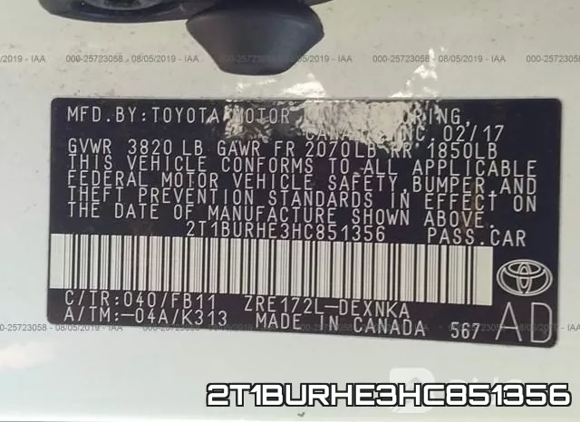 2T1BURHE3HC851356 фото 10
