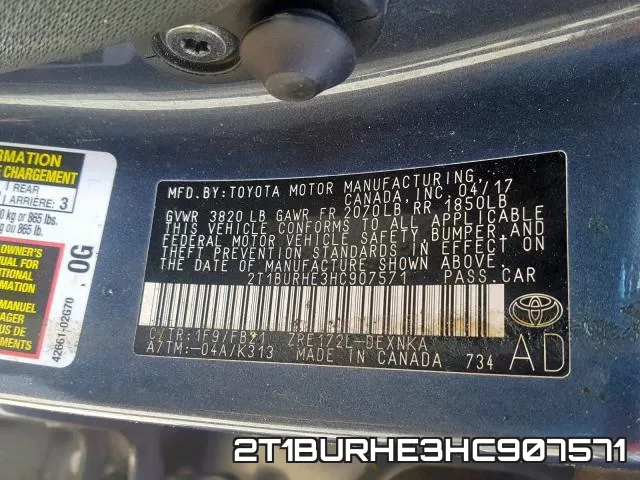 2T1BURHE3HC907571 фото 2