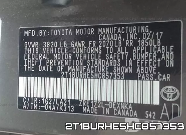 2T1BURHE5HC857353 фото 10