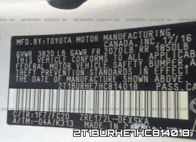 2T1BURHE7HC814018 фото 9