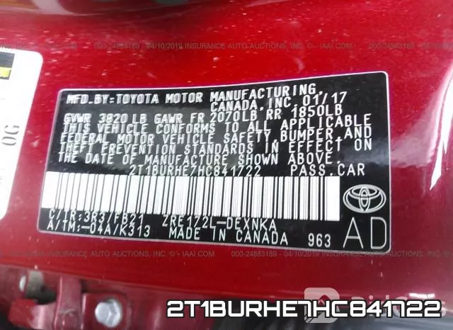 2T1BURHE7HC841722 фото 10
