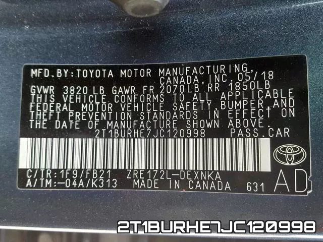 2T1BURHE7JC120998 фото 2