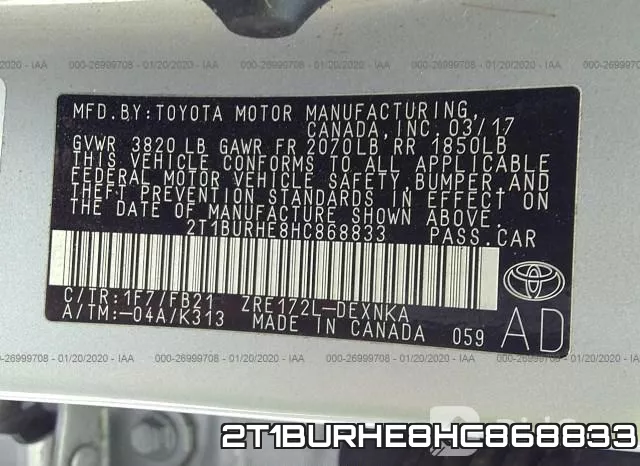 2T1BURHE8HC868833 фото 10