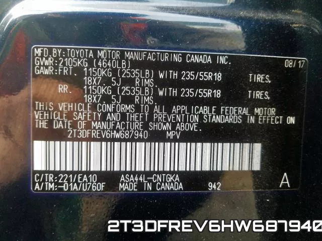 2T3DFREV6HW687940 фото 2
