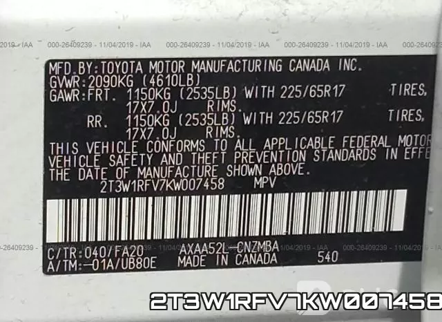 2T3W1RFV7KW007458 фото 10
