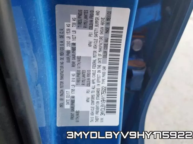 3MYDLBYV9HY175922 фото 2