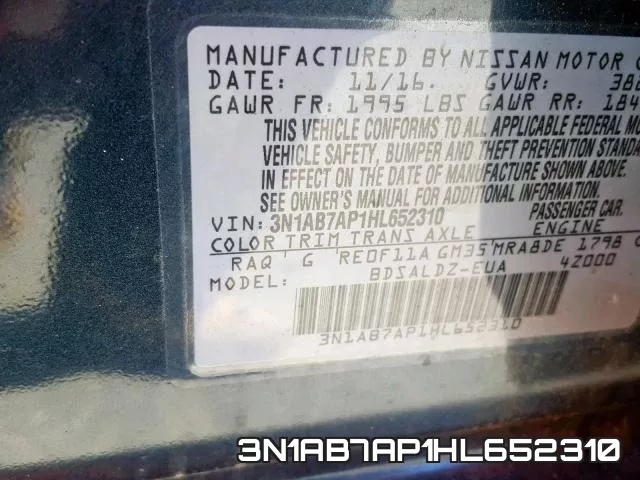 3N1AB7AP1HL652310 фото 2