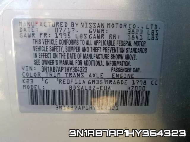 3N1AB7AP1HY364323 фото 2