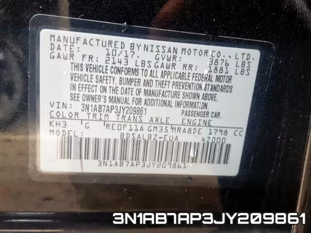 3N1AB7AP3JY209861 фото 2