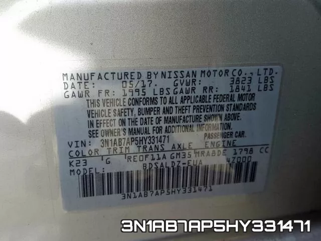 3N1AB7AP5HY331471 фото 2