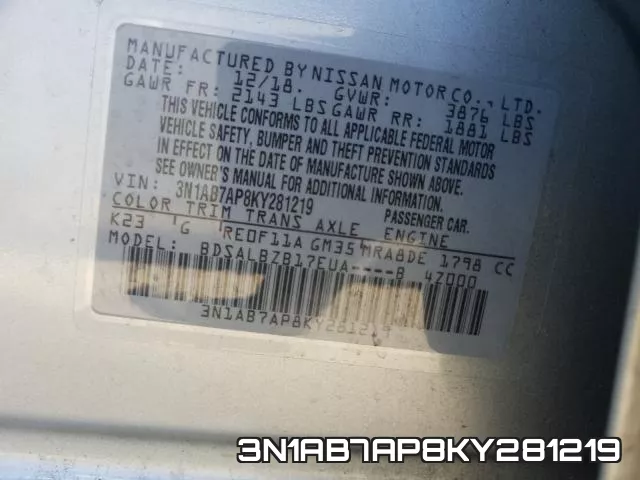 3N1AB7AP8KY281219 фото 2