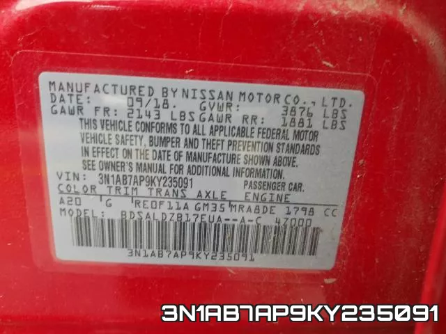3N1AB7AP9KY235091 фото 2
