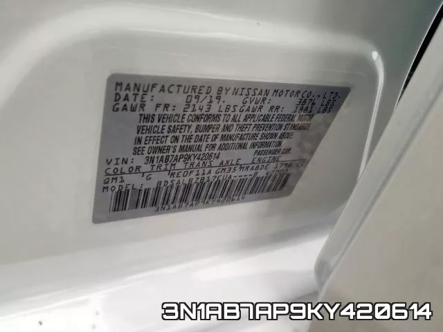 3N1AB7AP9KY420614 фото 2