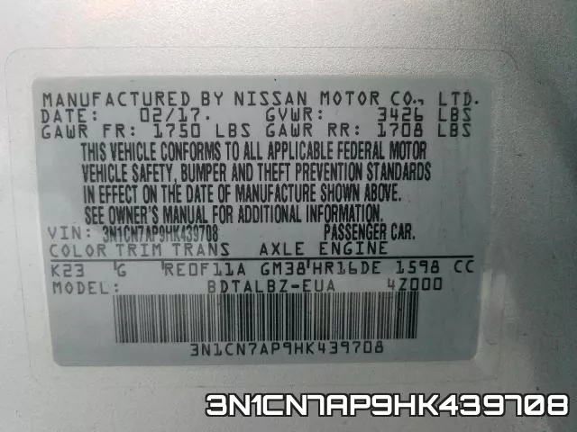 3N1CN7AP9HK439708 фото 2
