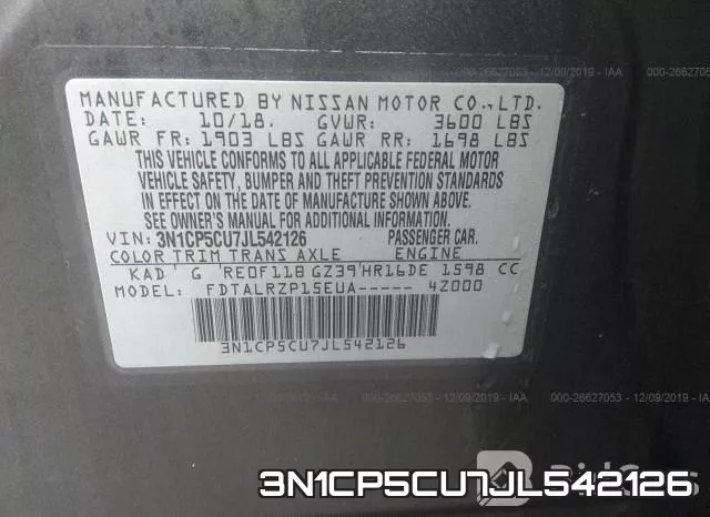 3N1CP5CU7JL542126 фото 10